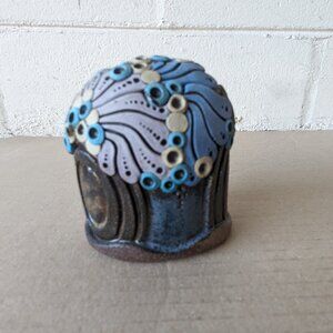 Coral Trinket Box Pottery Textured Lift Off Lid Small Trinket Box Signed